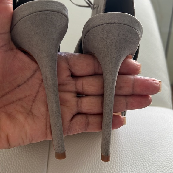 New Look Gray Suede Ankle Open-Toe High Heel 10M - Picture 6 of 7